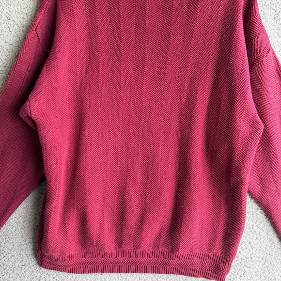 Chaps Ralph Lauren Mens Large Burgundy Chevron Cotton Knit Sweater Vintage - Picture 10 of 11